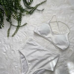 White high-waisted bikini